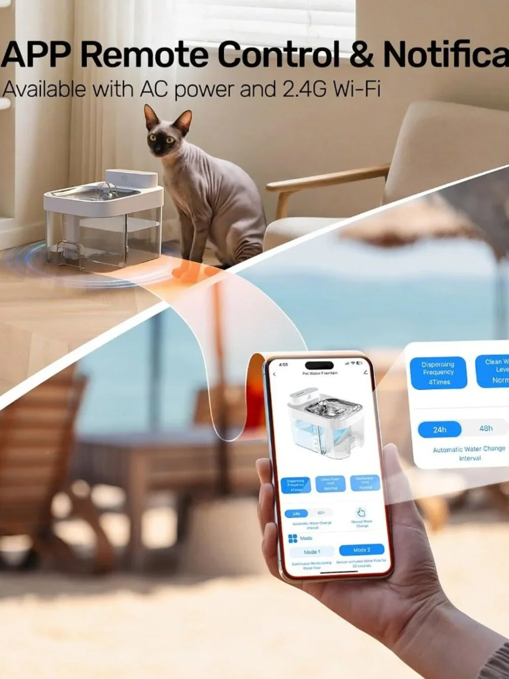 Hapaw 2026 Intelligent Pet Water Fountain No Filter Cotton App Monitoring